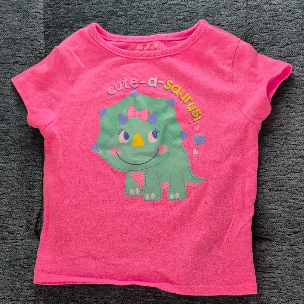Garanimals Pink and Green Short Sleeve Tee with Dinosaur Design